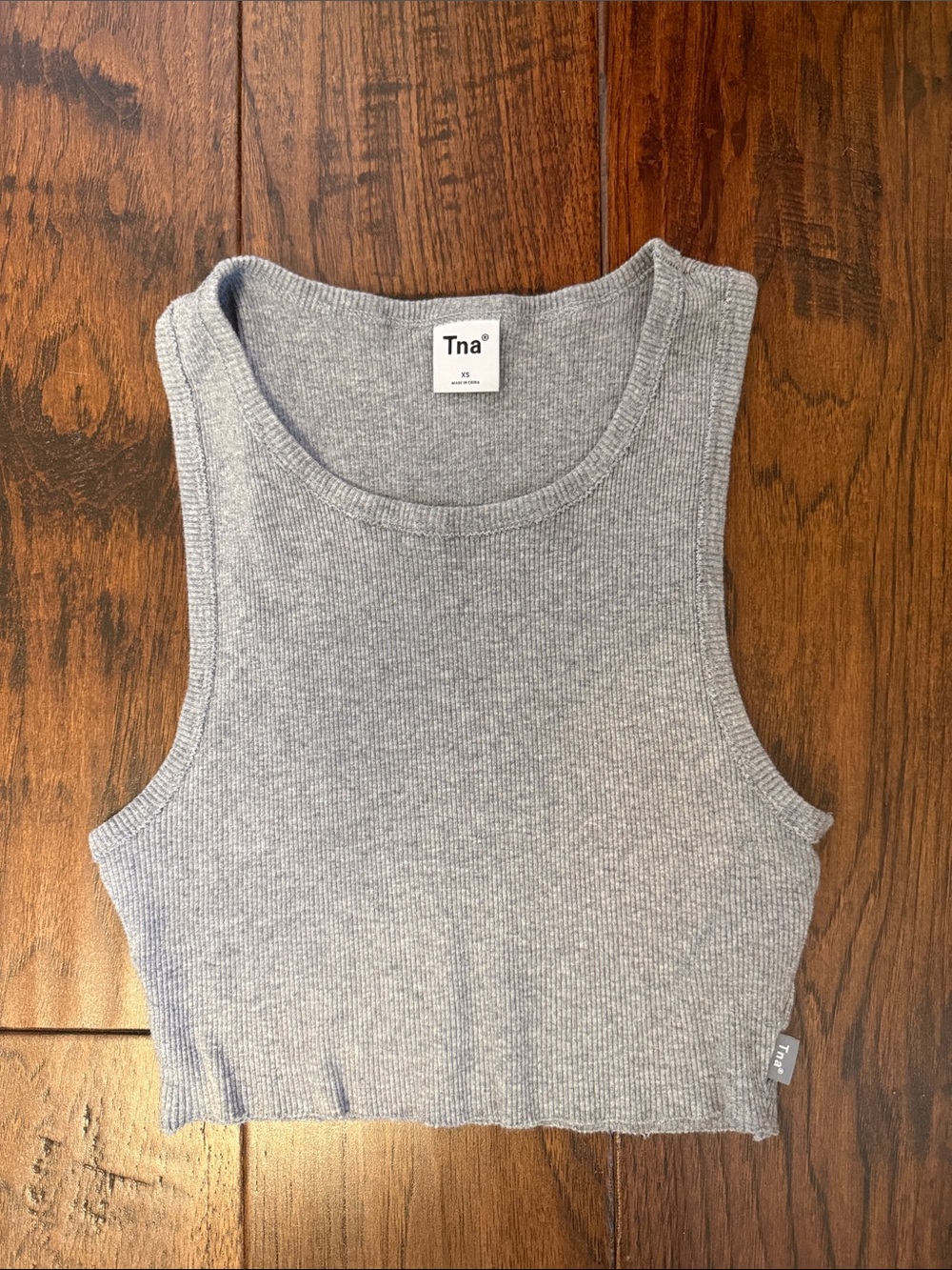 TNA Light Gray Ribbed Crop Tank